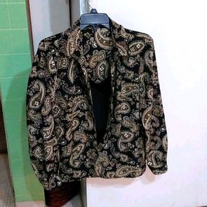 Cute multi color design blouse ladies Large